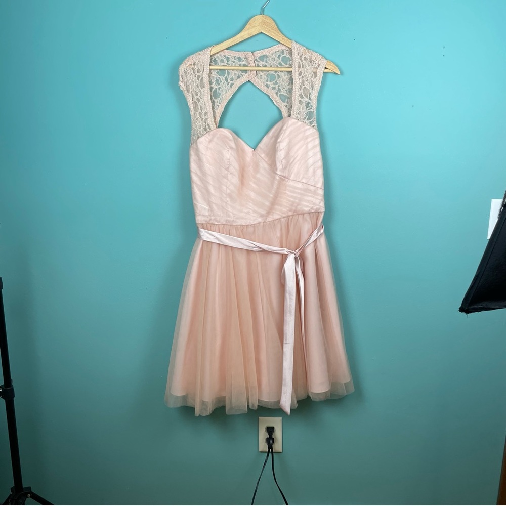 Mori Lee By Madeline Gardner Pink Lace Party Formal Cocktail Dress Size 18